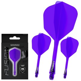 WINMAU Darts Fusion Integrated Flight & Shaft System - No.6 Shape & Design - Purple Colour, Intermediate Length