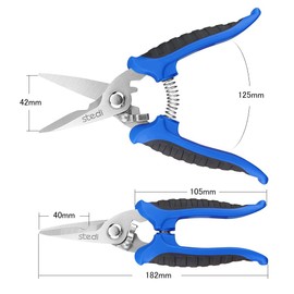 stedi All Purpose Scissors, Electrician Scissors, Cable Cutter, Stainless Steel Knurled Cutter [Cord, Fabric, Metal, Carpet, Paper] (7.3 inches (185 mm)