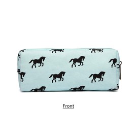 Kono Pencil Case Pen Bag Storage Pouch Horse Canvas School Office Stationery Organizer for Students Boys Girls Teens Children Adult (Blue)