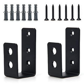 2 x 4 Door Barricade Brackets, Windspeed Barricade Door Bracket Heavy Duty Door Security Holder Bracket - House Gate Garage Barn Shed, Black