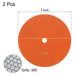 sourcing map Diamond Polishing Pad 7-Inch 300 Grits Wet/Dry Grinding for Stone Concrete Marble Countertop Floor 2pcs