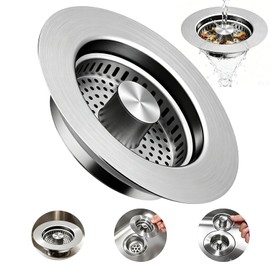 3 in 1 Kitchen Sink Stopper, Pop Up Kitchen Sink Drain Strainer
