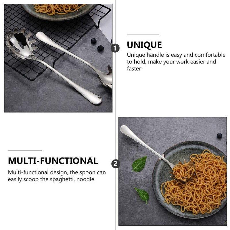 Cabilock Stainless Steel Spaghetti Server Spoon with Teeth Kitchen Noodle