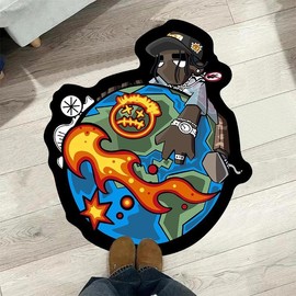 Creative Earth Pattern Rug, 1 Count Soft Floor Mat, Decorative Carpet for Home Living Room Bedroom, Runner Carpets, Bedroom Carpet - pattern: Creative Earth, Size: 50cm/19in*60cm/23in