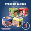 Constructive Playthings Customizable Stacking Block Toys with Clear Pockets for