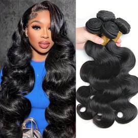 12A Human Hair Bundles 20 22 24 26 Inch Body Wave 100% Brazilian Wavy Bundles Human Hair Extensions 4 Packs