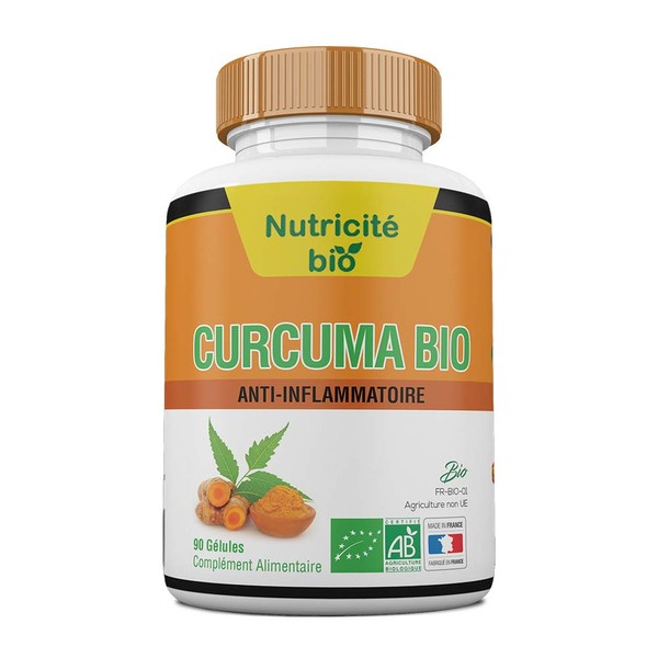 Organic Turmeric 90 Vegetable Capsules - Natural Anti-Inflammatory - Effective - Immediate Effects - Turmeric Longa Roots to Relieve Joints and Calm Pain