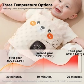 ISANPAN Baby Soother Belt,Infant Heated Belly Band,Soothe Baby's Tummy with Gentle Warmth and Vibration (Beige)