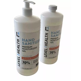 Level 1 Health Hand Sanitizer  Premium Moisturizing Gel Unscented W/ Aloe+vitamin E Set Of 2