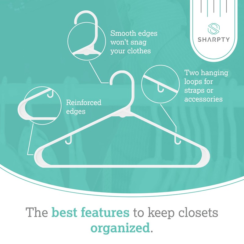 Sharpty Plastic Hangers Clothes Hangers for Clothing, Closet, Coats &