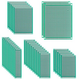 Rindion 32 Pcs PCB Board, Green Circuit Board with 5 Sizes Compatible, Double Sided PCB Prototype Board for DIY Electronics Projects Apply to Soldering Projects