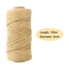 Dokpav Cuerda de Yute Natural, Mecate de Yute, Natural Trenzada de 4mm*100m, Cordel de Yute, Cuerda de Sisal para Gato Rascar, para Manualidades, Jardinería, Envolver de Regalos