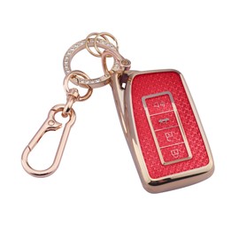 Cute Bling Key Fob Cover for Lexus, Diamond Cut TPU Case with Keychain, Protective Shell for Lexus RX ES GS LS NX RS GX LX RC LC Smart Key Case,Red
