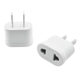 E-outstanding 2PCS Round Flat Dual Purpose Converter Plug Converter Socket Power Plug Adapter for Bluetooth Speaker Mobile Power Tablet PC Razor Laptop White