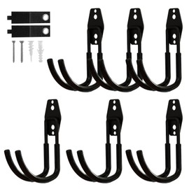 CRXCRC Garage Hooks, 6 Pack Large Round Wall Hooks for Hanging Heavy Duty Ladders, Bikes, Tools Ideal for Garage, Garden, Basement Utility Room Storage (Black)