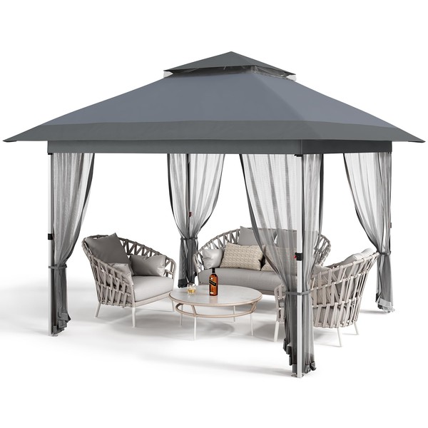 GarveeLife 12'x12' Gazebo Outdoor Pop up Canopy Tent with Curtains