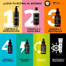 Kit Limpiador Facial + Tonico Facial + Serum Vitamina C + Suero Acido Hialuronico + Serum Niacinamida + Suero Ácido Glicolico + Gel Contorno De Ojos Quotidien Kit Hidratacion Facial - Paquete