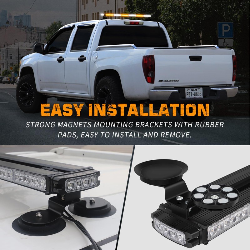 XRIDONSEN 28.4" 80 LED Roof Top Strobe Light Bar Amber