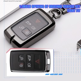 Friendship Zinc Alloy Key Cover Key Fob fit for Range Rover 5 Button Key Case Cover with Keychian fit for Land Rover Evoque/Jaguar/Freelander Discovery Sport 5/Velar X(B)