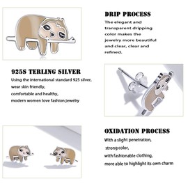 Sloth Earrings - Sloth Gift, 925 Sterling Silver Earrings, Sloth Earrings for Women, Animal Stud Earrings, Sloth Jewelry, Sloth Gift for Women