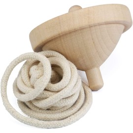 Spin Gear Easy Wood Core for Beginners (Wooden Diameter 2.8 inches (7 cm) Large, Easy to Rotate, Left and Right Winding Cords Included (No Painting)