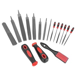 Performance Tool W7549 Multipurpose File Set (17 Pieces) - High-Carbon Steel, Rubber-Coated Handles, File Brush