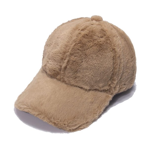 ILUFAM Women Faux Fur Baseball Cap Adjustable Plush Winter Warm