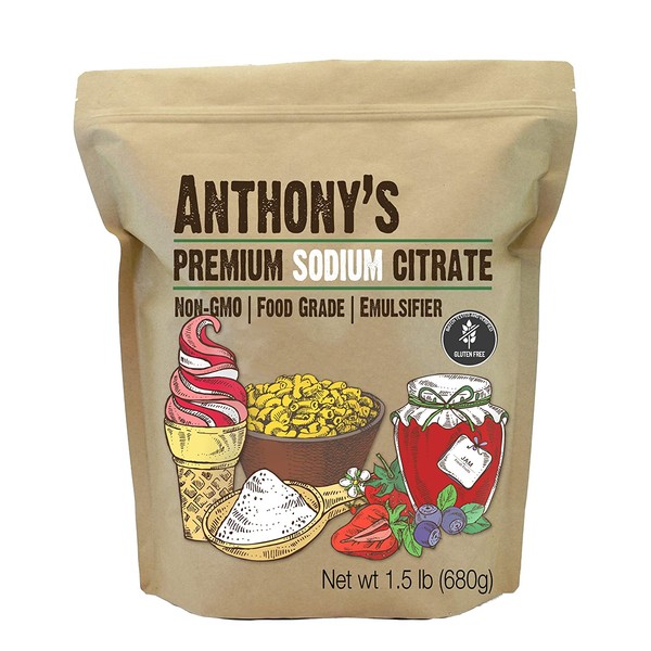 Anthony's Premium Sodium Citrate, 1.5 lb, Non GMO, Food Grade, Emulsifier