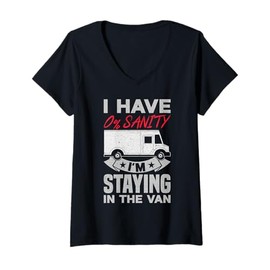 Women's I'm Staying In Tha Van Phasmophobia Man Funny Women Gift V-Neck T-Shirt, black
