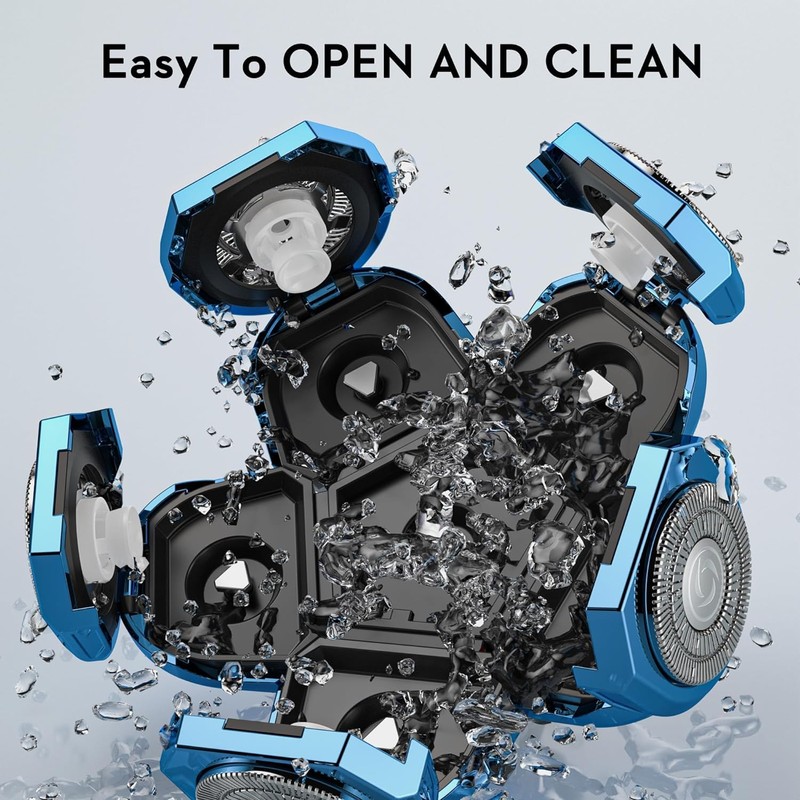 Kibiy Bald Shaver Replacement Heads (6 Blades, Light Blue)