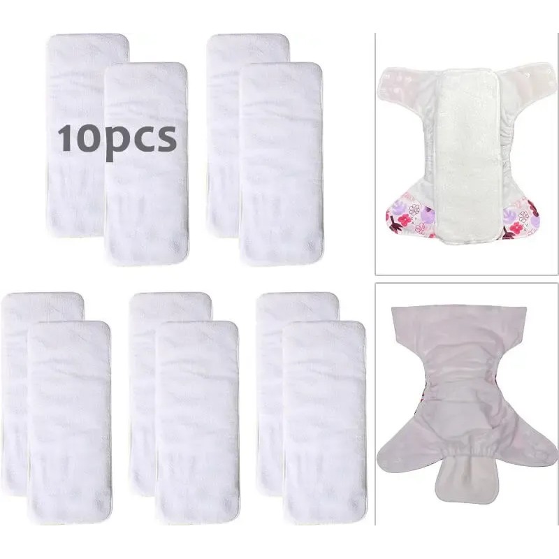 10 Insertos De Fibra De Bambú 4 Capas Ultra Absorbentes
