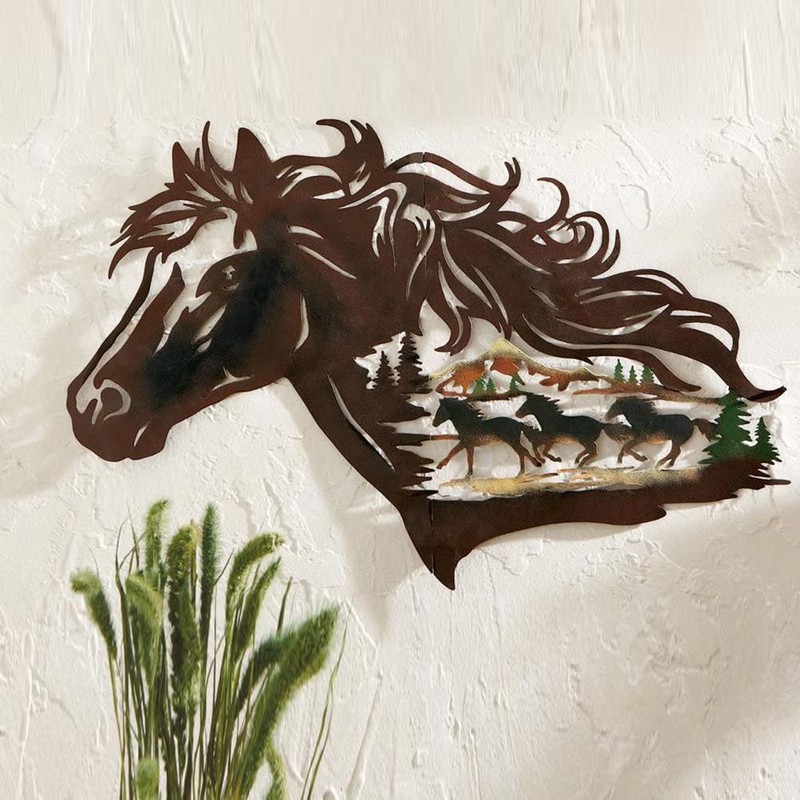 Metal Horse Silhouette Wall Art Decor Running Horses Animal Sculptures