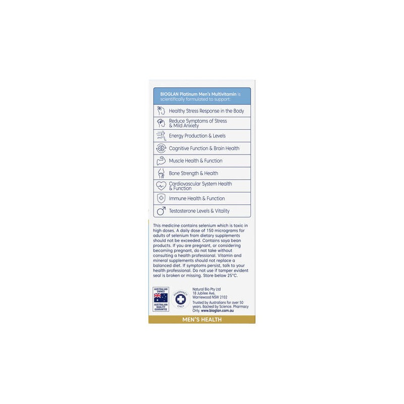 Bioglan Platinum Mens Multi 60 Tablets