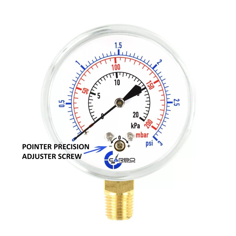 CARBO INSTRUMENTS 2-1/2" Capsule Diaphragm Pressure Gauge 3 PSI 1/4"