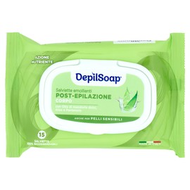 Depilsoap Salviette Emollienti Post-Epilazione – 15 Salviette Idratanti e Lenitive per Pelle Liscia e Morbida, Ideali per Pelli Sensibili, Dermatologicamente Testate