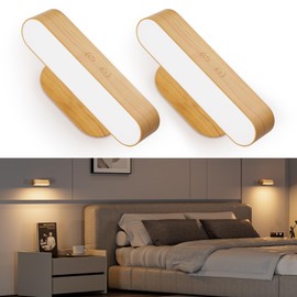 Hensam Battery Operated Wall Sconces, Wireless LED Wall Sconce Set of Two for Bedroom, Rechargeable Wall Lights for Picture, 5 Modes Dimmable Wall Lamps for Living Room, 2 Pack