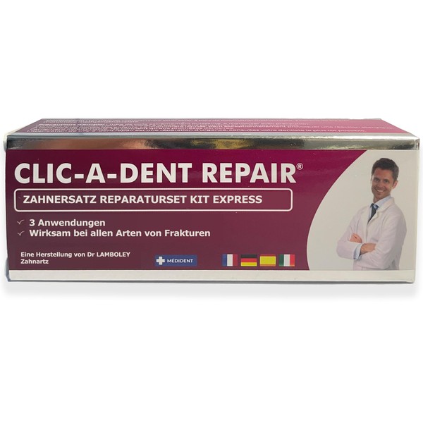 CLICADENT Reparatur set für zerbrochene Gebisse:patentiertes, von einem Zahnarzt entwickeltes