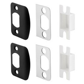 MOSECYOU Door Strike Plates with Spacer Shims, Standard Door Strike Replacement, Universal Residential Security Striker Catcher, Fix Door Won’t Latch Close (2pack, Black)