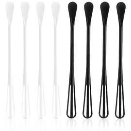 8 PCS Multifunctional Mini Whisk Mini Spoon Small Whisks 2 in 1 Whisk Utensil Mini Sugar Spoon Whisks Set Non Scratch Coated Kitchen Tools for Cooking Blending, Baking, Beating