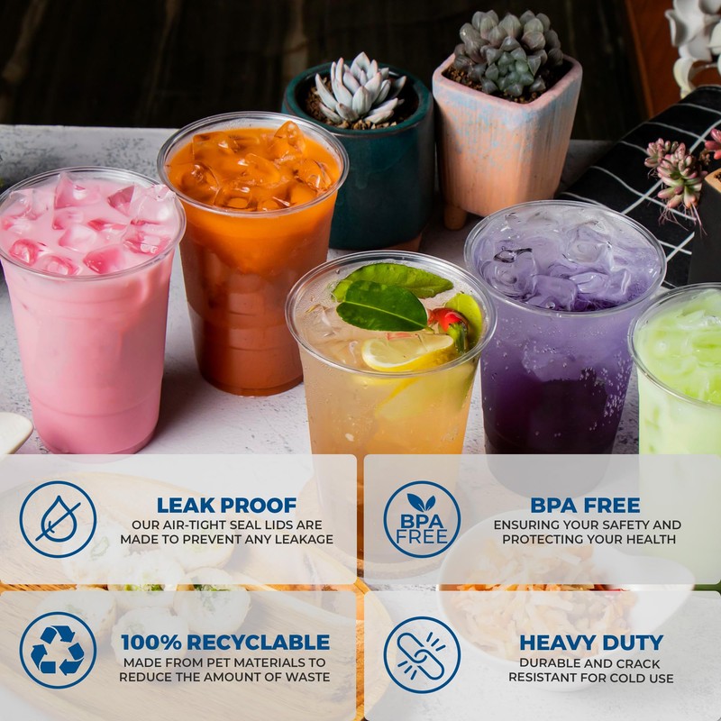 Freshware Clear Plastic Cups [100 Pack - 16 oz] Disposable
