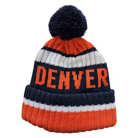 aoenbork Denver Beanie Knit Hat with Pom Winter Cuffed Cap Sport Fans Gift