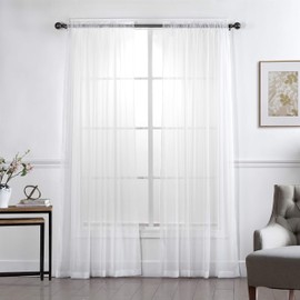 Home Beyond & HB design - White Sheer Voile Curtain Panels with Rod Pocket - Solid Window Sheer Drapes for Bedroom Living Room -（Set of 2 Panels, 54x84-Inch）