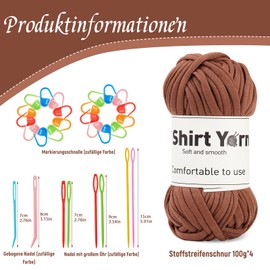 Doxiru 4 Pack 100g T-Shirt Yarn Set, Yarn for Knitting, Fabric, Knitting Yarn, Cotton Yarn, Soft Large Yarn, Crochet Yarn Set for Knitting, Crochet Yarn, Weaving Accessories (Brown Color)