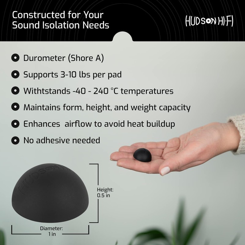 Silicone Speaker Isolation Feet (4-Pack, 1") – Non-Skid Adhesive Pads