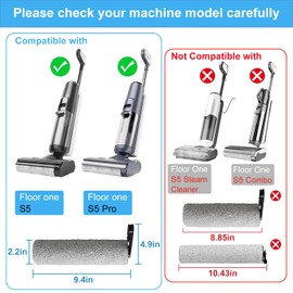 Dentego Floor ONE S5 Replacement Filter and Brush Roller for Tineco Floor ONE S5/Floor One S5 Pro Cordless Wet Dry Vacuum Cleaner, Replacement Parts Include 4 Filters Replacement,2 Brush Rollers
