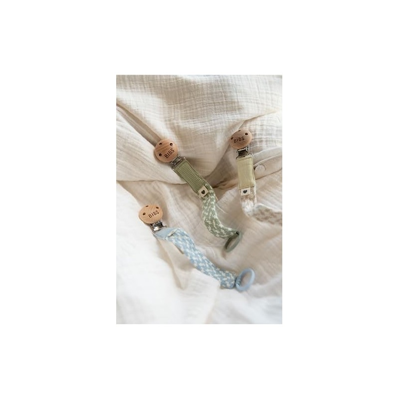 BIBS Pacifier Clip Braided Dusty Pink/Baby Pink