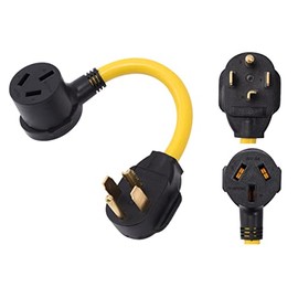 ONETAK NEMA 14-30P to 10-50R 120V/240V 30 Amp 4 Prong Male Plug to 50 Amp 3 Prong Female Outlet Receptacle Generator Welder Dryer Power Cord Adapter