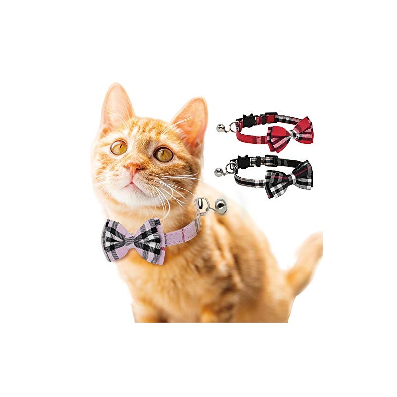 CHUKCHI 2 Pack/Set Cat Collar Breakaway with Cute Bow Tie