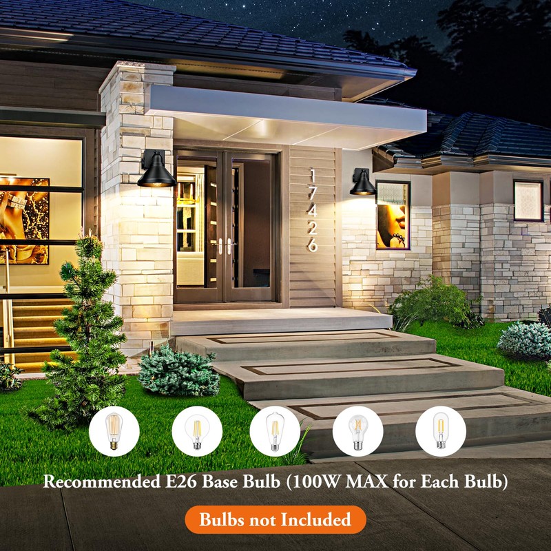 Brightever Motion Sensor Outdoor Wall Lights, Dusk to Dawn Porch