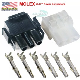Molex 3-Pin Male & Female Wire Connect w/14-20 AWG, (3 Circuit) - 2.13mm, MLX